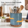 image:imageDOWAN 360 Rotating Extra Large Cooking Utensil Holder 76 Kitchen Utensil Holder for Countertop Utensil Crock for Farmhouse Kitchen Decor Ceramic Stable Utensil Caddy Soft WhiteBlue Ring