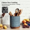 image:imageDOWAN 360 Rotating Extra Large Cooking Utensil Holder 76 Kitchen Utensil Holder for Countertop Utensil Crock for Farmhouse Kitchen Decor Ceramic Stable Utensil Caddy Soft WhiteBlue Ring