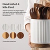 image:imageDOWAN 360 Rotating Extra Large Cooking Utensil Holder 76 Kitchen Utensil Holder for Countertop Utensil Crock for Farmhouse Kitchen Decor Ceramic Stable Utensil Caddy Soft WhiteWhite Stripes