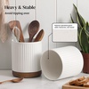 image:imageDOWAN 360 Rotating Extra Large Cooking Utensil Holder 76 Kitchen Utensil Holder for Countertop Utensil Crock for Farmhouse Kitchen Decor Ceramic Stable Utensil Caddy Soft WhiteWhite Stripes