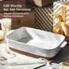 image:imageDOWAN Ceramic Casserole Dish for Oven 9x13 Deep Lasagna Pan Large Baking Dish with Handles 43 Quarts Durable and Oven Safe Pan for Roasting and Baking Alabaster WhiteAlabaster  Terracotta