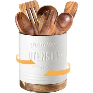 image:imageDOWAN 360 Rotating Extra Large Cooking Utensil Holder 76 Kitchen Utensil Holder for Countertop Utensil Crock for Farmhouse Kitchen Decor Ceramic Stable Utensil Caddy Soft WhiteWhite Text