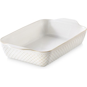 image:imageDOWAN Ceramic Casserole Dish for Oven 9x13 Deep Lasagna Pan Large Baking Dish with Handles 43 Quarts Durable and Oven Safe Pan for Roasting and Baking Alabaster WhiteArctic White