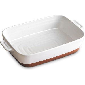 image:imageDOWAN Ceramic Casserole Dish for Oven 9x13 Deep Lasagna Pan Large Baking Dish with Handles 43 Quarts Durable and Oven Safe Pan for Roasting and Baking Alabaster WhiteAlabaster  Terracotta