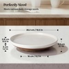 image:imageCeramic Lazy Susan Turntable Organizer 103 Inch Round Rotating Tray with Acacia Wood Base White Speckled Glazed Spice Rack for Kitchen Countertop Dining TableFarmhouse DecorKhaki White
