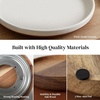 image:imageCeramic Lazy Susan Turntable Organizer 103 Inch Round Rotating Tray with Acacia Wood Base White Speckled Glazed Spice Rack for Kitchen Countertop Dining TableFarmhouse DecorKhaki White