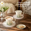 image:imageDOWAN 14 oz Coffee Mug and Saucer Set Ceramic Floral Mug for Cappuccino Latte Hot Cocoa and Tea Vintage Tea Cup Set for Women Gift Mug Green MugGreen Daffodil
