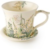 image:imageDOWAN 14 oz Coffee Mug and Saucer Set Ceramic Floral Mug for Cappuccino Latte Hot Cocoa and Tea Vintage Tea Cup Set for Women Gift Mug Green MugGreen Daffodil