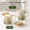 image:imageDOWAN 14 oz Coffee Mug and Saucer Set Ceramic Floral Mug for Cappuccino Latte Hot Cocoa and Tea Vintage Tea Cup Set for Women Gift Mug Green MugGreen Daffodil