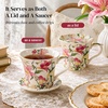 image:imageDOWAN 14 oz Coffee Mug and Saucer Set Ceramic Floral Mug for Cappuccino Latte Hot Cocoa and Tea Vintage Tea Cup Set for Women Gift Mug Green MugPink Lily