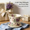 image:imageDOWAN 14 oz Coffee Mug and Saucer Set Ceramic Floral Mug for Cappuccino Latte Hot Cocoa and Tea Vintage Tea Cup Set for Women Gift Mug Green MugPurple Flower