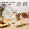 image:imageDOWAN 14 oz Coffee Mug and Saucer Set Ceramic Floral Mug for Cappuccino Latte Hot Cocoa and Tea Vintage Tea Cup Set for Women Gift Mug Green MugPurple Flower