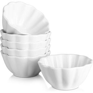 image:imageDOWAN Porcelain Ramekins  Oven Safe Serving Bowls for Souffle Creme Brulee and Dipping Sauces Flower Shape Ramekins for Baking 4OZ WhiteWhite