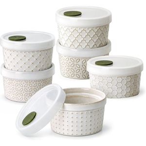 image:imageDOWAN 6 oz Ramekins Oven Safe with Lids Ceramic Dipping Bowls Arctic WhiteArctic White
