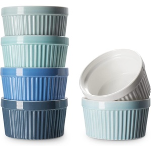 image:imageDOWAN Ramekins 8 oz Oven Safe  Creme Brulee Ramekins for Baking Porcelain Ramekins Oven Safe Classic Style Souffle Ramekins Ramekins Bowls Set of 6 Multi Blue