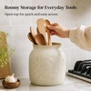 image:imageDOWAN 7  Ceramic Utensil Holder for Kitchen Counter Light Beige Gray