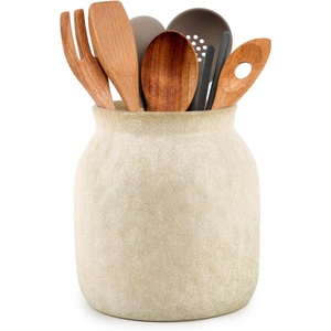 image:imageDOWAN 7  Ceramic Utensil Holder for Kitchen Counter Light Beige Gray