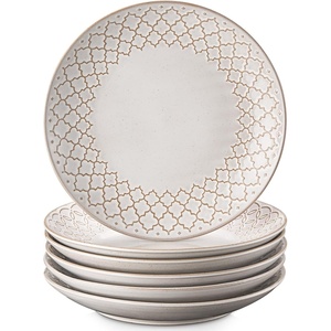 image:imageDOWAN 88 Salad Plates Set of 6  Round Embossed Design Light GrayEmbossed Light Gray