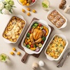 image:imageDOWAN 4Piece Ceramic Baking Dish Set Stoneware Rectangular Bakeware with Handles Reactive Glaze Embossed Casserole Dishes 3QT2QT15QT08QT for Lasagna Roasting Oven to Table