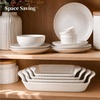 image:imageDOWAN 4Piece Ceramic Baking Dish Set Stoneware Rectangular Bakeware with Handles Reactive Glaze Embossed Casserole Dishes 3QT2QT15QT08QT for Lasagna Roasting Oven to Table