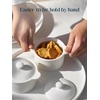 image:imageDOWAN Ramekins with Lids Oven Safe 5 oz Creme Brulee Ramekin Souffle Dishes Porcelain Small Bowls with Cover and Handle for Baking Stackable Set of 4 White7 OZ