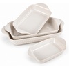 image:imageDOWAN 4Piece Ceramic Baking Dish Set Stoneware Rectangular Bakeware with Handles Reactive Glaze Embossed Casserole Dishes 3QT2QT15QT08QT for Lasagna Roasting Oven to Table