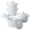 image:imageDOWAN Ramekins with Lids Oven Safe 5 oz Creme Brulee Ramekin Souffle Dishes Porcelain Small Bowls with Cover and Handle for Baking Stackable Set of 4 White5 OZ
