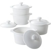 image:imageDOWAN Ramekins with Lids Oven Safe 5 oz Creme Brulee Ramekin Souffle Dishes Porcelain Small Bowls with Cover and Handle for Baking Stackable Set of 4 White15 OZ